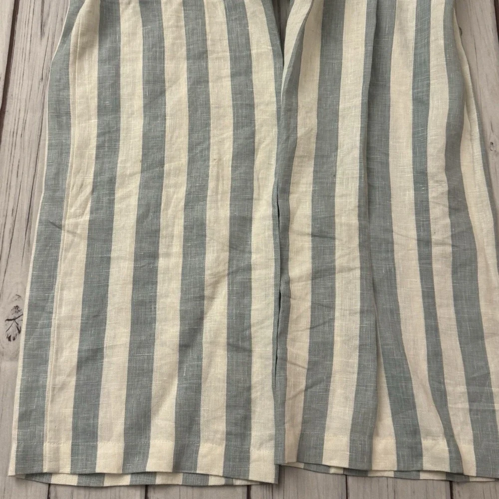 Reformation Striped Blue and Cream Linen-Blend Jumpsuit
